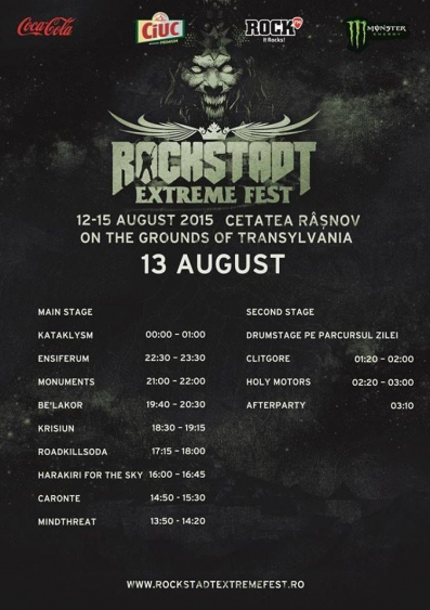 Rockstadt Extreme Fest 2015, 12-15 august, Râșnov