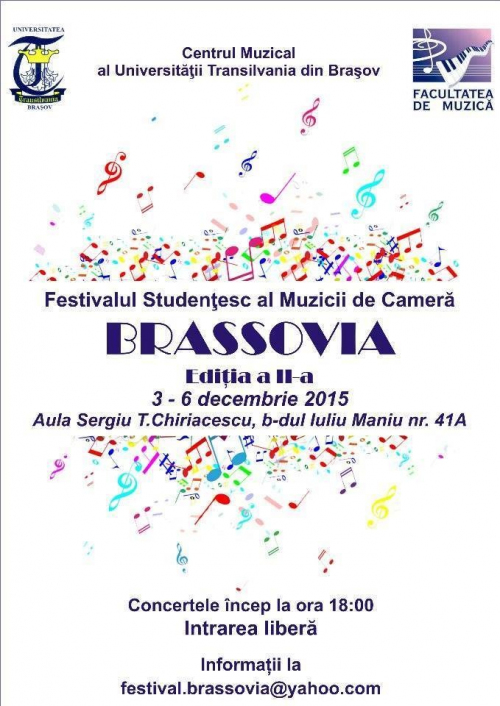 Invitație la Festivalul Studențesc de Muzică de Cameră „BRASSOVIA”