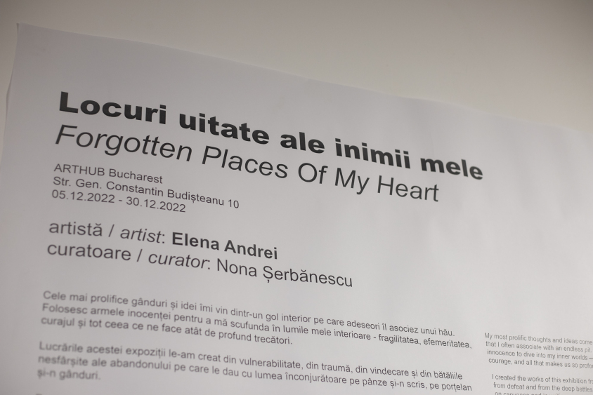 Expoziția Locuri uitate ale inimii mele de Elena Andrei @ Grădina ARTHUB